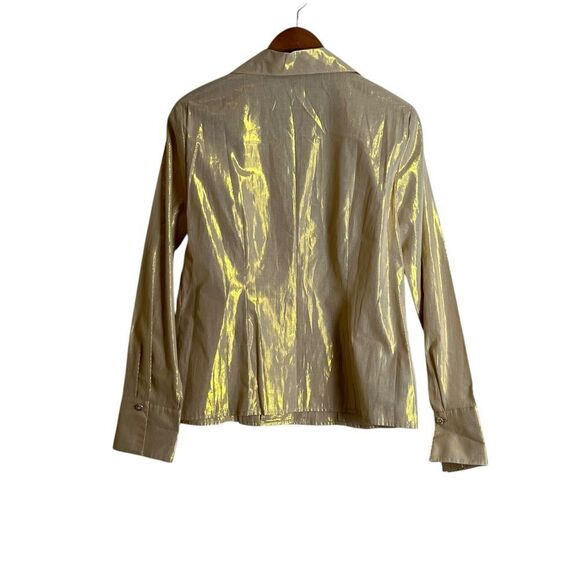 Kasper sportswear gold metallic button down shirt - Picture 6 of 7